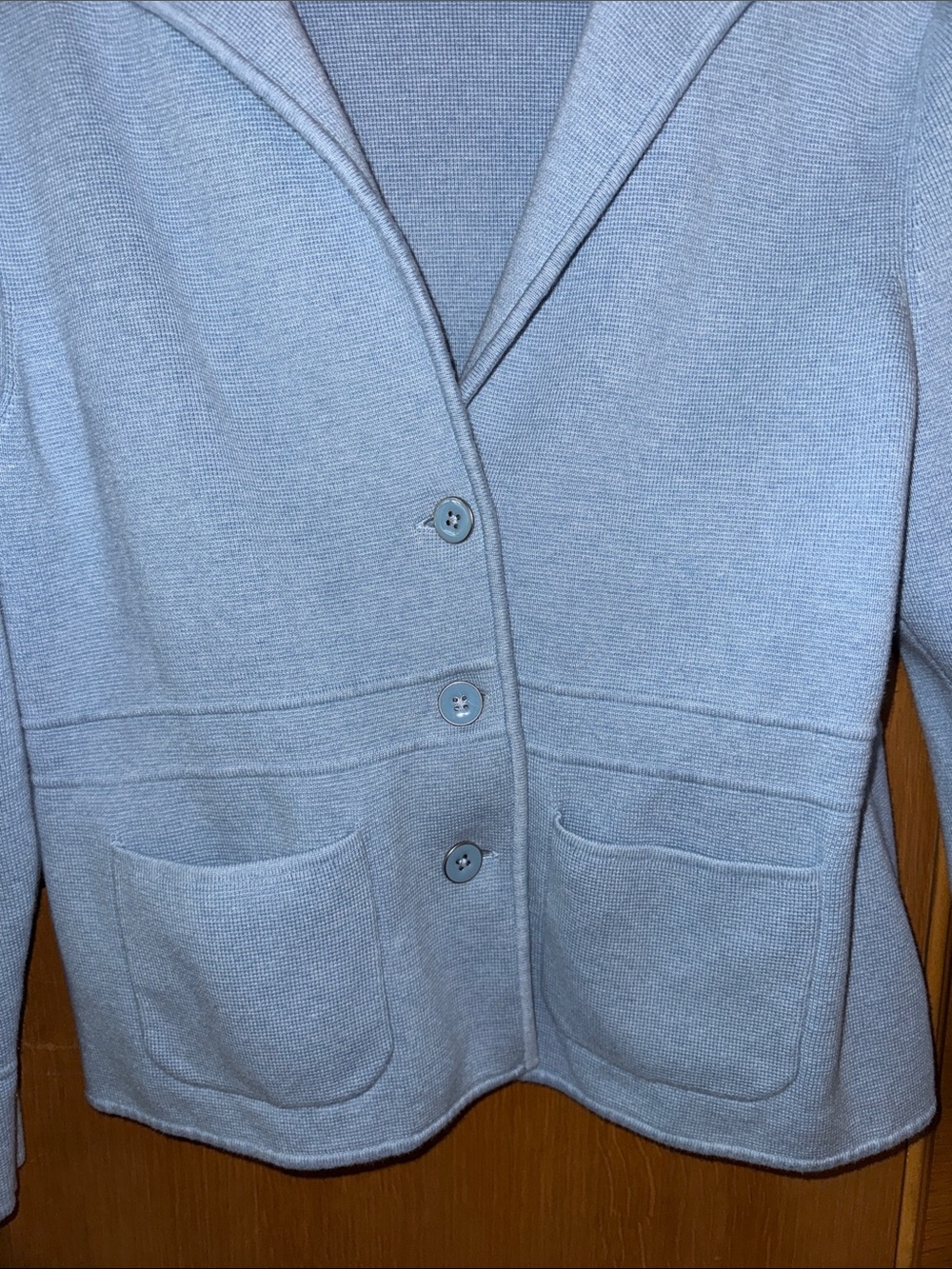Talbots Pale Blue Notched-Collar Button Front Blazer - Picture 2 of 6